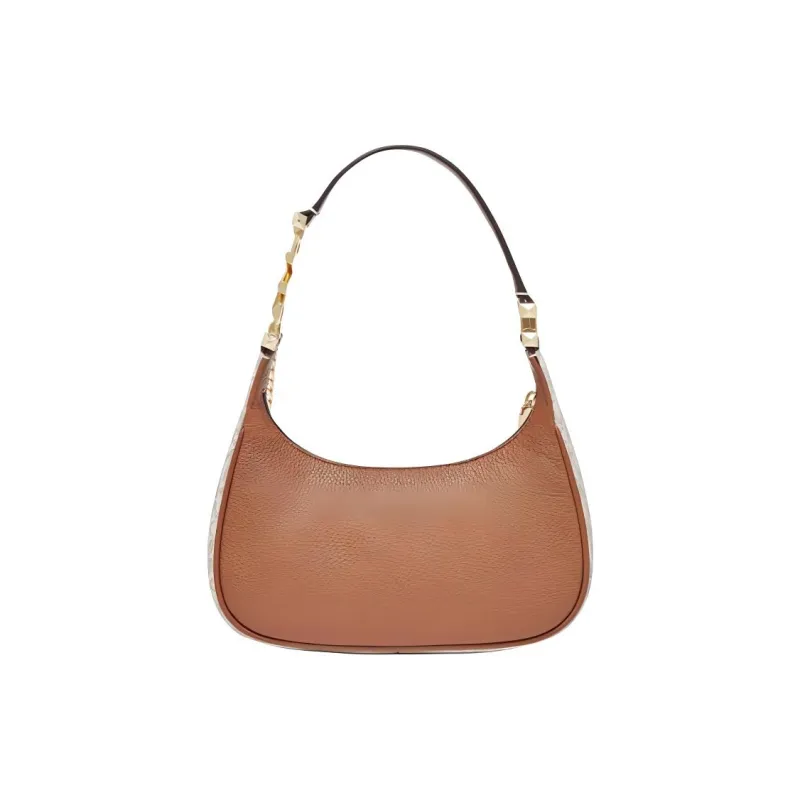 MICHAEL KORS Piper Leather Shoulder Bag Small Size Women's Acorn Brown/Vanilla White-1