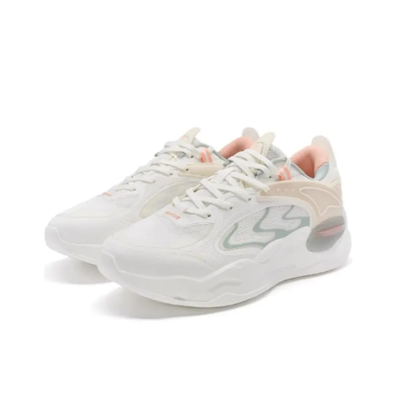 XTEP Yuan Qi Abrasion Resistant Low Top Casual Shoes Women's White Pink Green-2