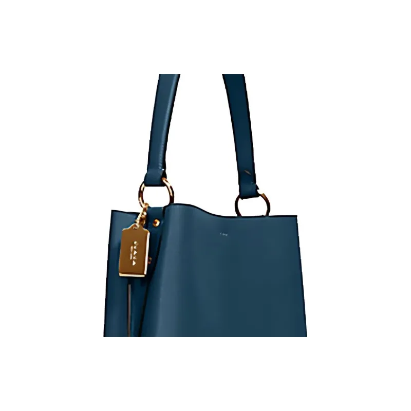 COACH Town Leather Handbag Bucket Bag Shoulder Bag Medium Size Women's Blue-4