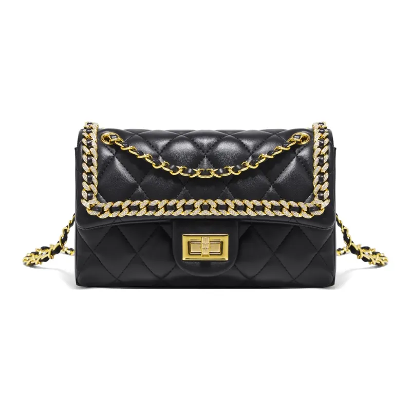 Safiya Synthetic Leather Shoulder Bag, Crossbody Bag Regular Women's Ecru/Black-5