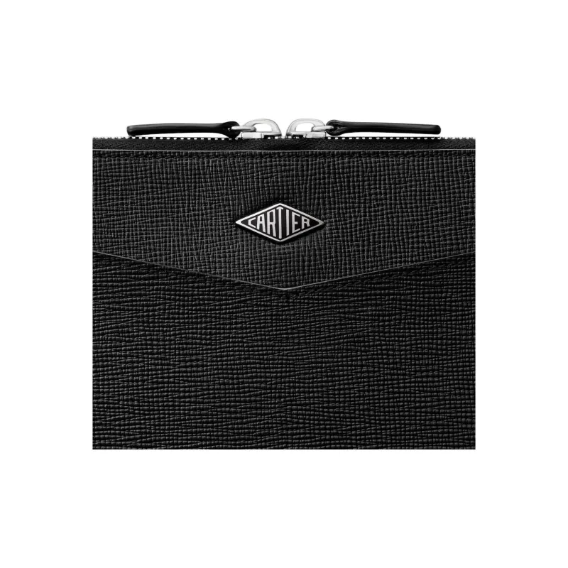 CARTIER Grain Calfskin Briefcase Men's Black-3