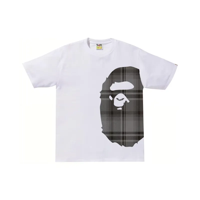 A BATHING APE Logo Check Side Big Ape Head Tee-2