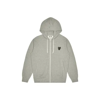Comme Des Garcons Play Black Stacked Heart Zip Up Hoodie