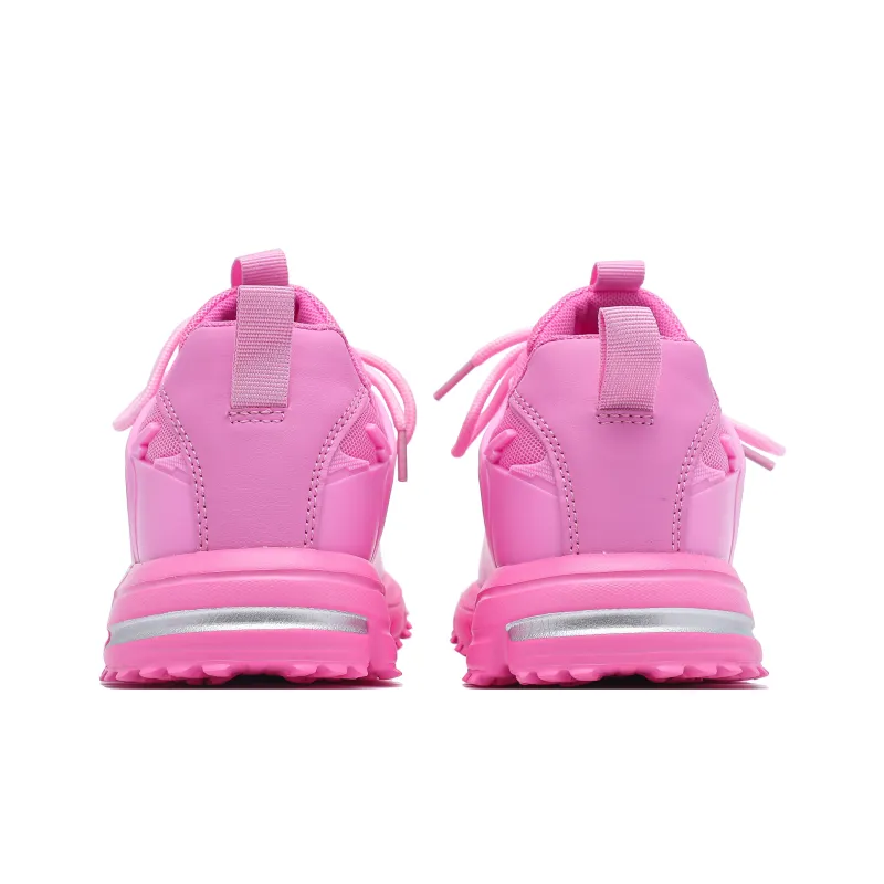 Singing Breathable Support Height Increasing Low Top Chunky Sneakers Unisex Pink-3
