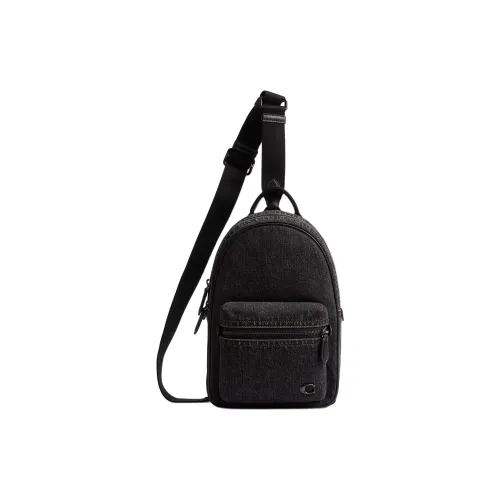 COACH Denim Sling Bag Large Size Men's Black