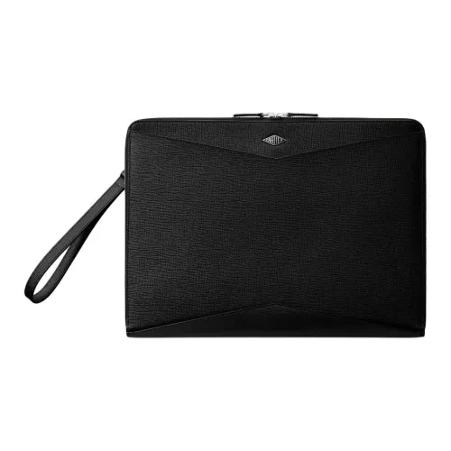 CARTIER Textured Calfskin Briefcases Men's Black