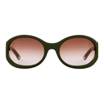 GUCCI Metal Enamel Acetate Round Sunglasses Women's Green