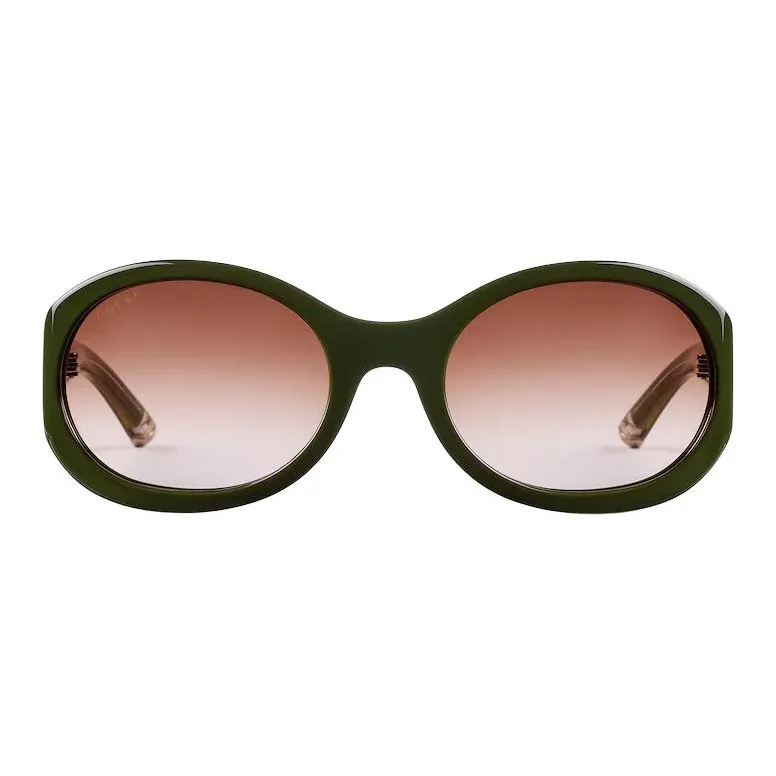 GUCCI Metal Enamel Acetate Round Sunglasses Women's Green-0