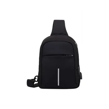 H YXIANG Polyester Sling Bag Regular Men's Black