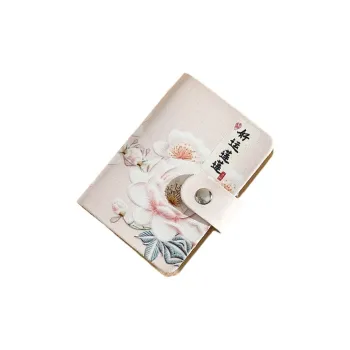 OUZIHUANG PU Card Holder Regular Unisex Continuous Good Luck/Small Daisy/White Rose/Pink And White Flowers/Tulip