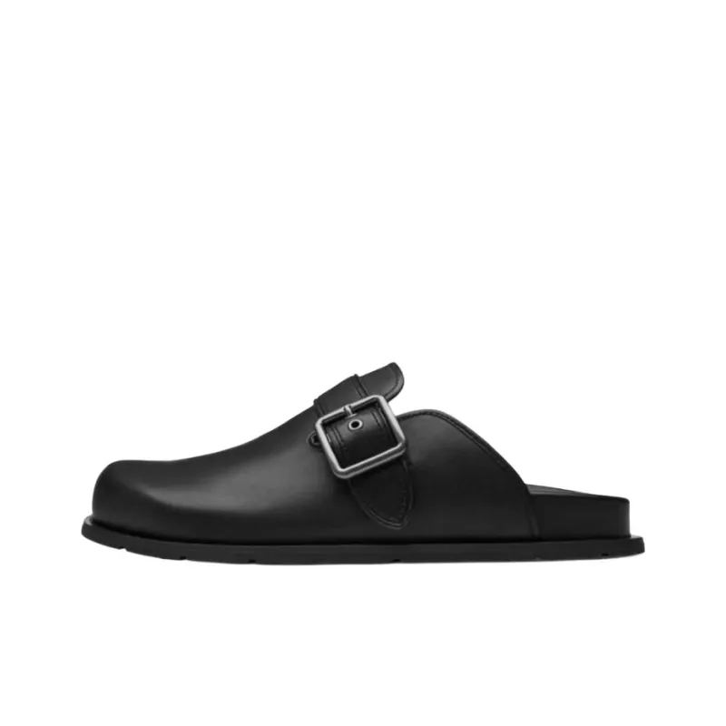COACH Buckle Rubber Sole Abrasion Resistant Closed Toe Slippers Men's Black-0