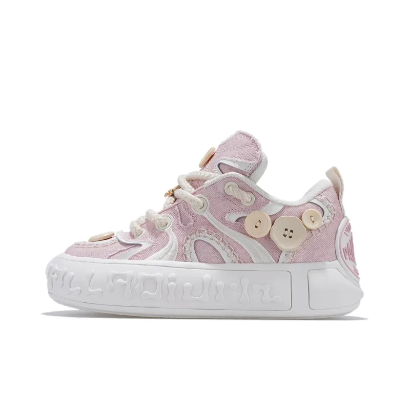 Palladium Durable Breathable Low Top Platform Skateboard Shoes Unisex Cherry Pink/White-0