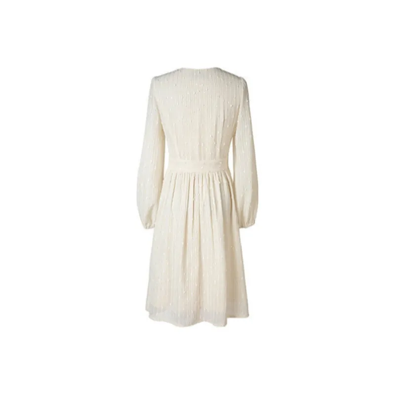 Ning Cai Yuer Long Sleeved Dress Women's Ecru-1