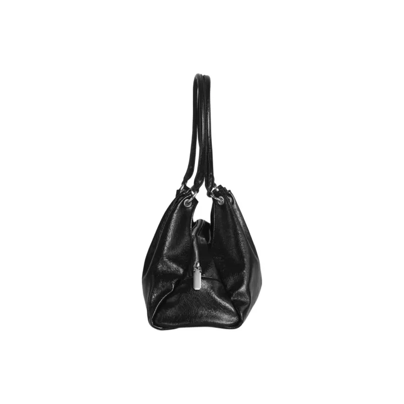 Kikawa Card Synthetic Leather Shoulder Bag, Handbag, Shoulder Bag Medium Size Women's Black-3