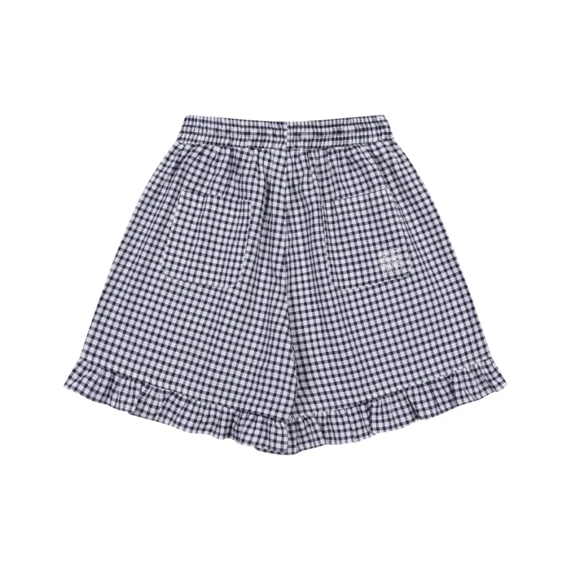 MostwantedLab Casual Shorts Women's White Blue Plaid-1