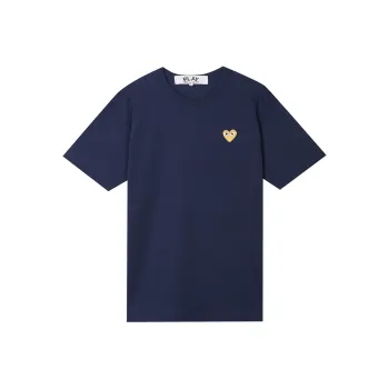CDG Play Gold Heart T shirt Navy