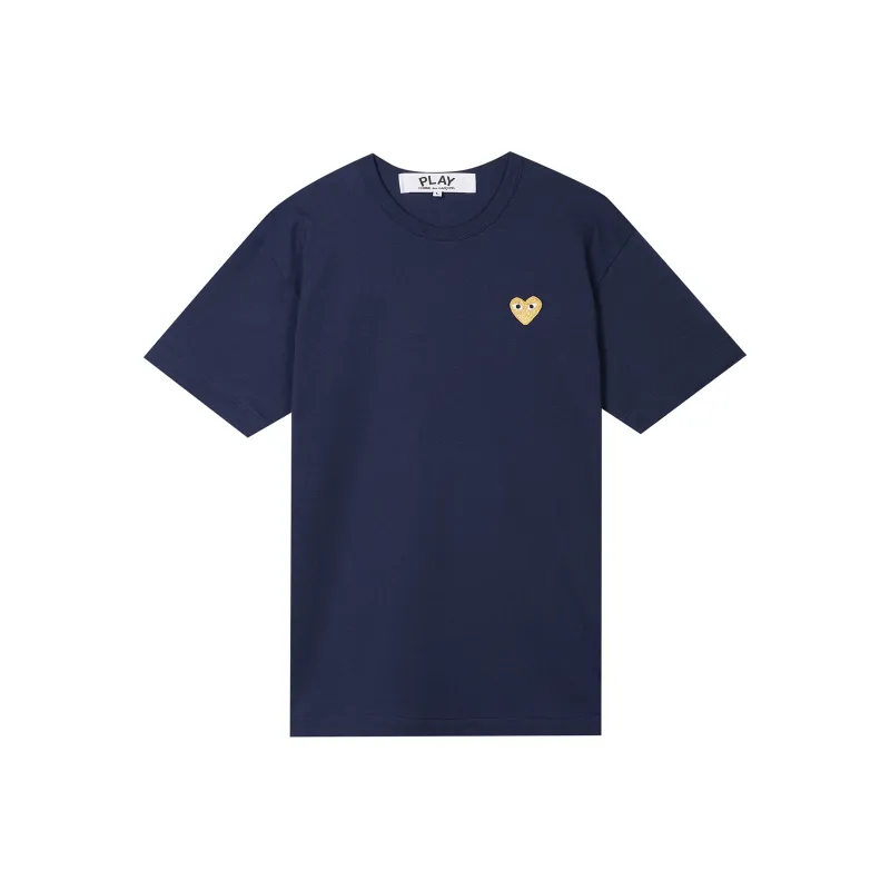 CDG Play Gold Heart T-shirt Navy-0
