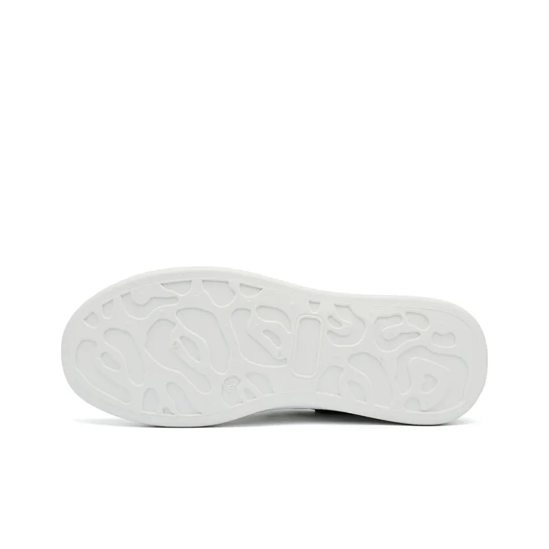 ΛOLUNKΛ Lightweight Breathable Height Increasing Low Top Skateboard Shoes Unisex White-4