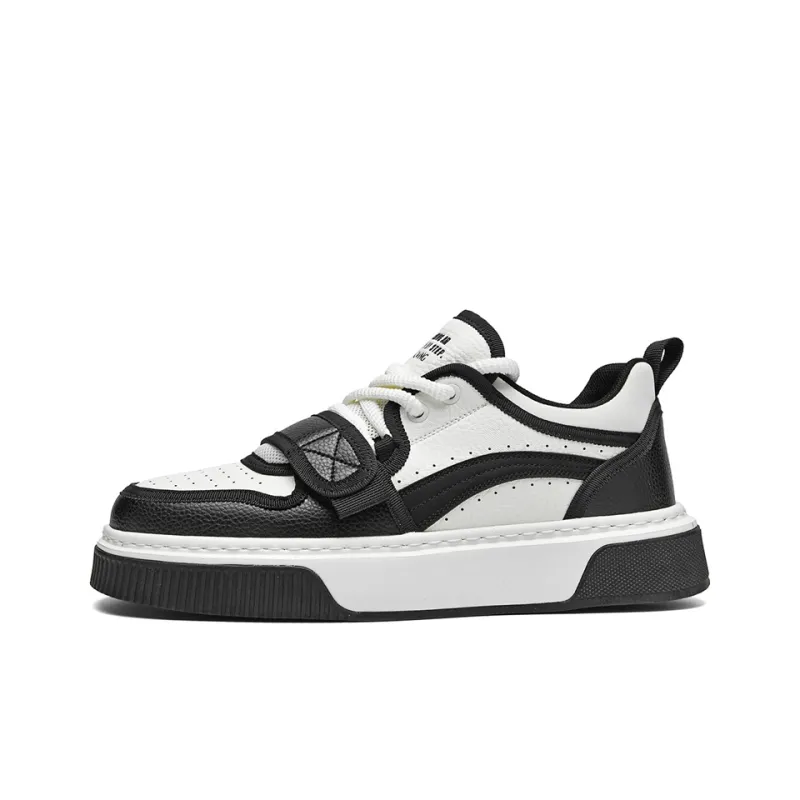 AOKANG Dunk Series Skateboard Shoes Men Low Top Burgundy Red, Panda Black-6