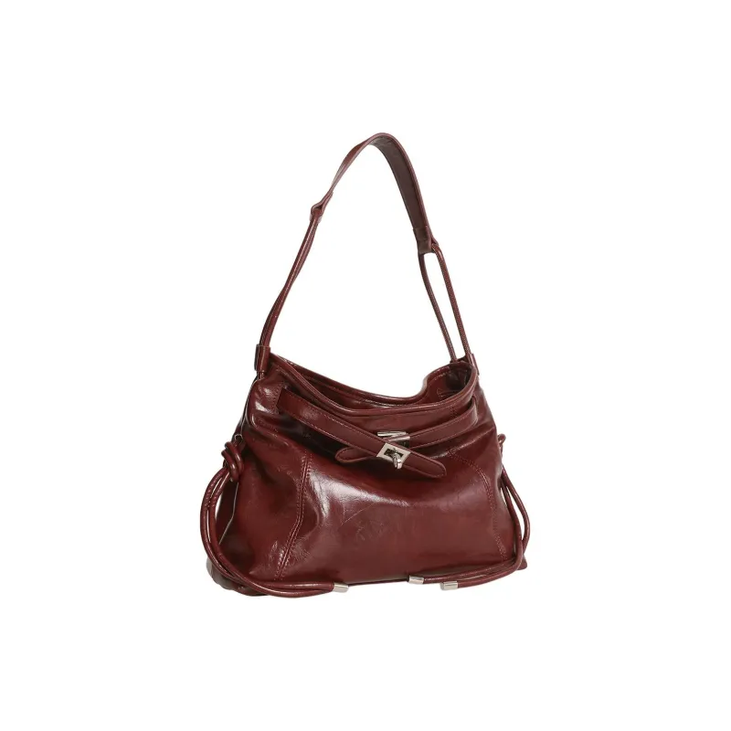 Kikawa Card Synthetic Leather Shoulder Bag Medium Size Women's Burgundy-2