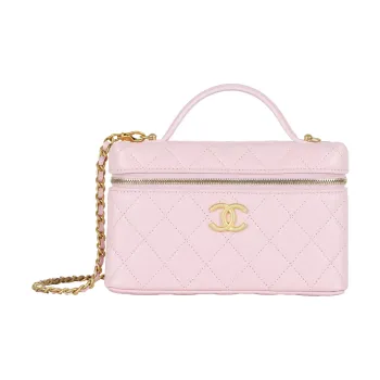 CHANEL Litchi Grain Cow Leather Shoulder Bag Crossbody Bag Handbag Women's Pink