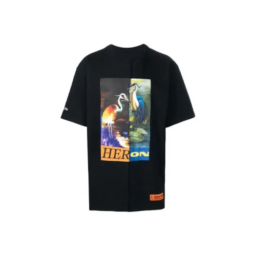 HERON PRESTON Men's Oversized Split Herons Tee Black