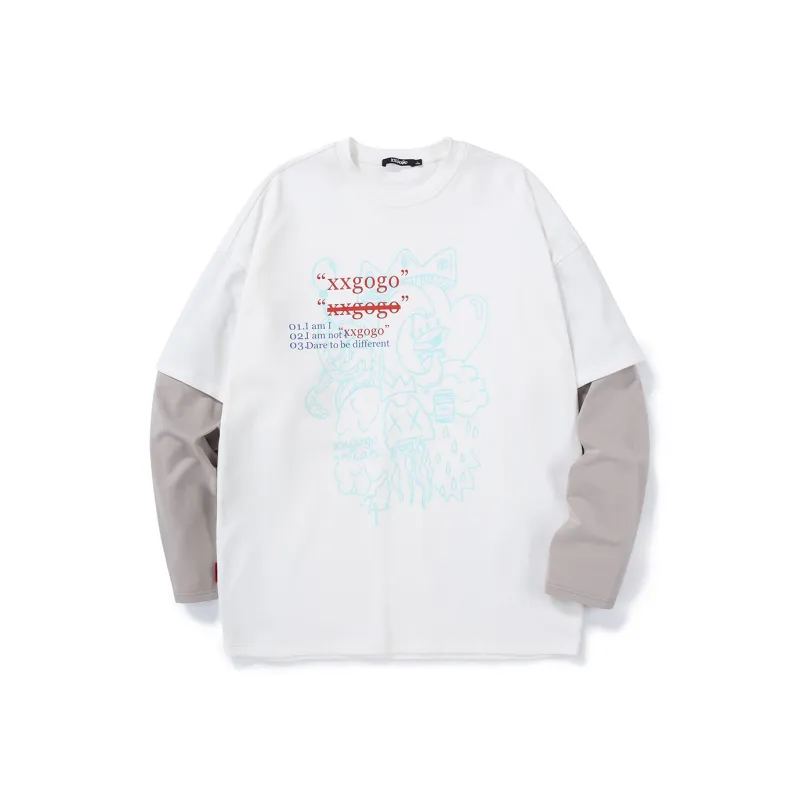 XXGOGO Crew Neck Loose Fit Mock Two-Piece Sweatshirt Unisex-0