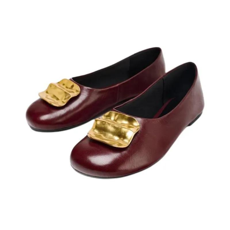ZARA Casual Single Shoes 1cm Women's Red-2
