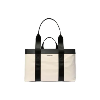 MICHAEL KORS COOPER Fabric+Artificial Leather Tote Bag, Shopping Bag, Shoulder Bag, Handbag Men's Natural & Black