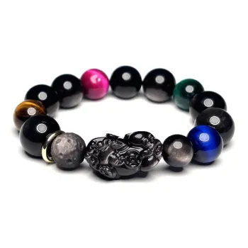 MOUNTAINS AND MANS Obsidian New Chinese Style Tiger Bead Bracelet Men's
