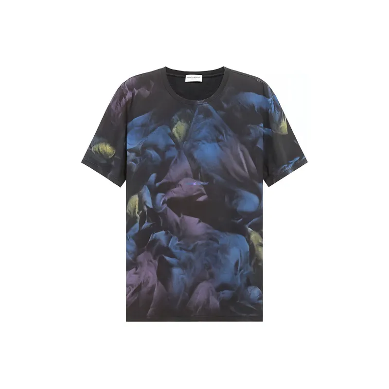 SAINT LAURENT Tie Dye Rive Gauche Devore T Shirt-0