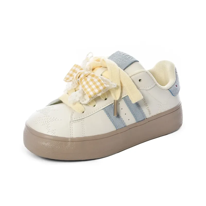UNIITY Abrasion Resistant Lightweight Breathable Height Increasing Low Top Skateboard Shoes Women's Yellow Blue Cheeses-29