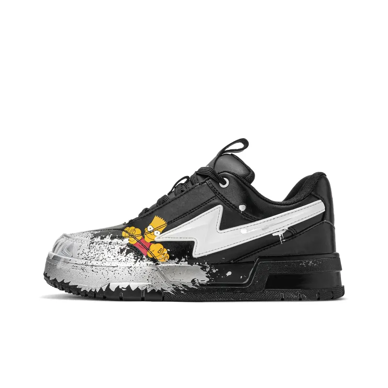 The Simpsons Skateboard Shoes Unisex Low Top White Silver/Beige Red/Black Silver-7