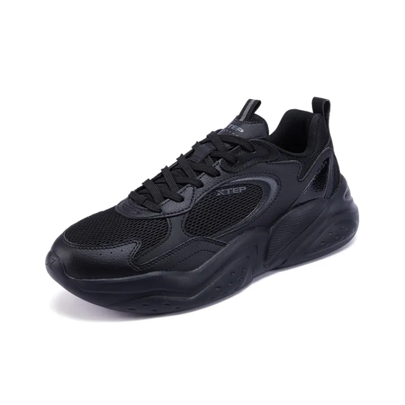 XTEP Cushioned Slip Resistant Breathable Low Top Casual Training Running Shoes Men's Black-1