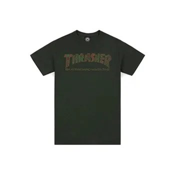 Thrasher Straight T Shirt US Version Unisex Forest Green