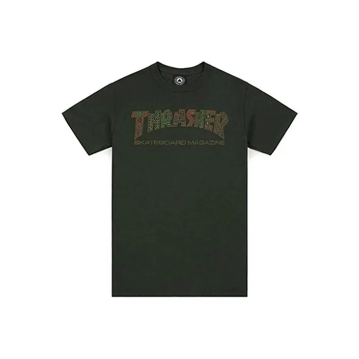 Thrasher Straight T Shirt US Version Unisex Forest Green-0
