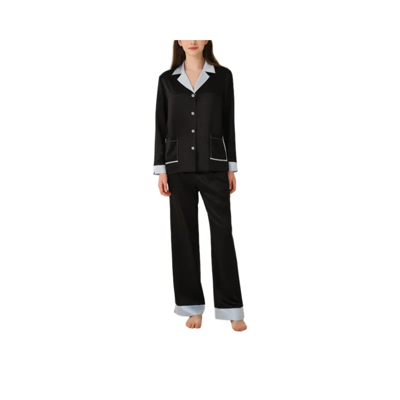 SILKY MIRACLE SS25 Pajama Set Women's Sparkling Black & Light Blue-0