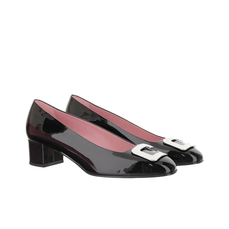 Carel Décolleté Camellia Chunky Heel High Heels 4cm Women's Black-2