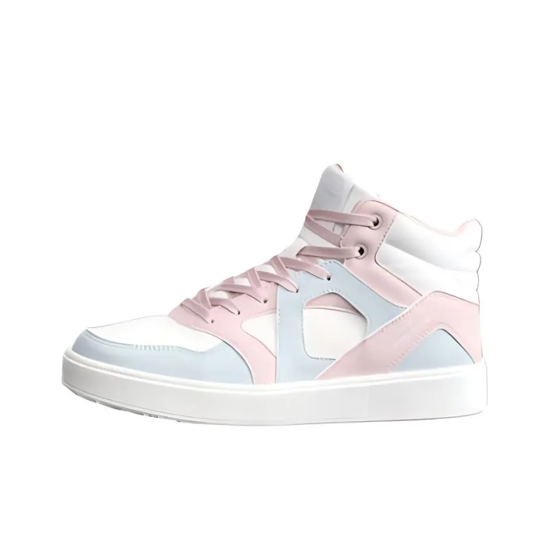 XTEP Coverage Slip Resistant Cushioning Wear Resistant Breathable High Top Skateboard Shoes Women's Beige Pink-0