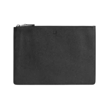 Dunhill Cow Leather Clutch Medium Size Unisex Black