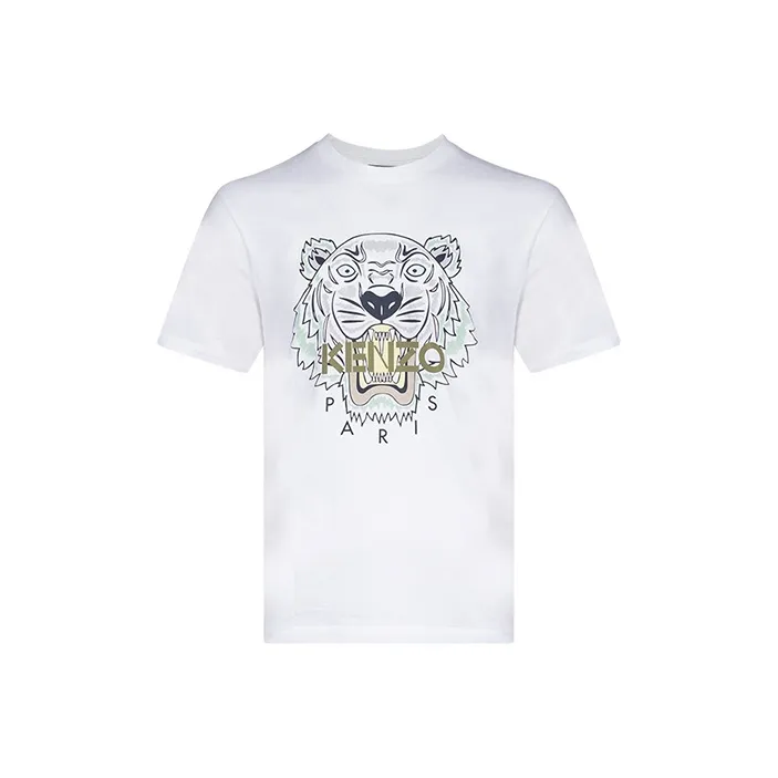 KENZO Classic Tiger Head T Shirts Men White-0