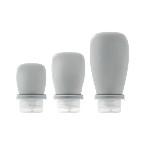 JINGLINGLONG Plane Silicone Lace Up Travel Bag Set For Cosmetics Shampoo Shower Gel And Lotion With Small Empty Bottles
