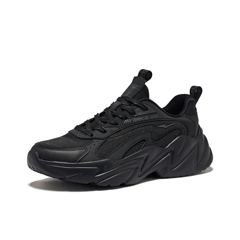 Erke Wear Resistant Breathable Height Increasing Low Top Casual Shoes Women's Jet Black-2