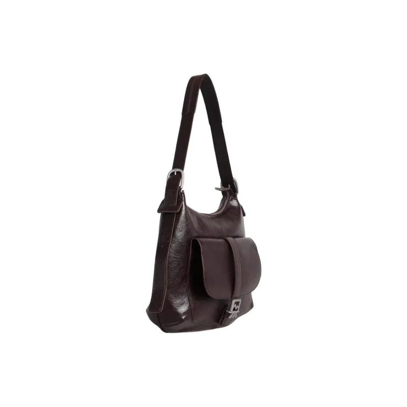 Kikawa Card Artificial Leather Saddle Bag, Shoulder Bag Medium Size Women's Dark Coffee-1