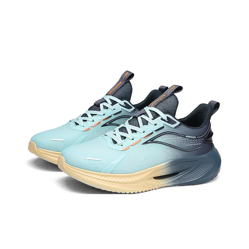 Warrior Breathable Lightweight Low Top Casual Training Long Distance Running Shoes Men's Cyan/Black/Yellow-3