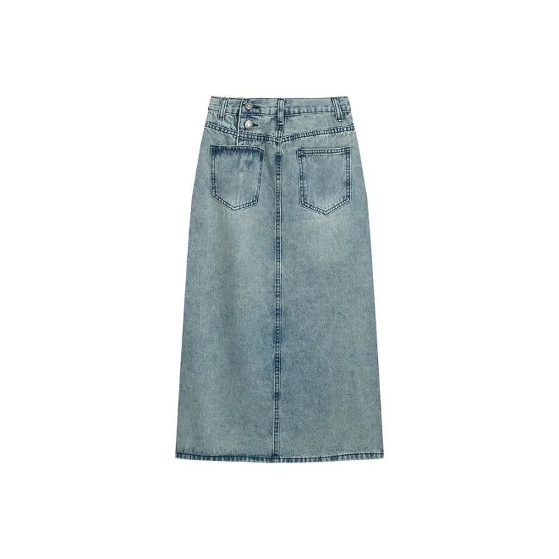 BDGU Denim Long Skirt Women's Blue-1