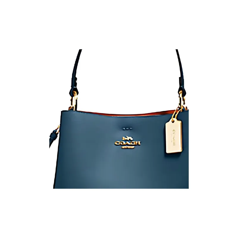 COACH Town Leather Handbag Bucket Bag Shoulder Bag Medium Size Women's Blue-3