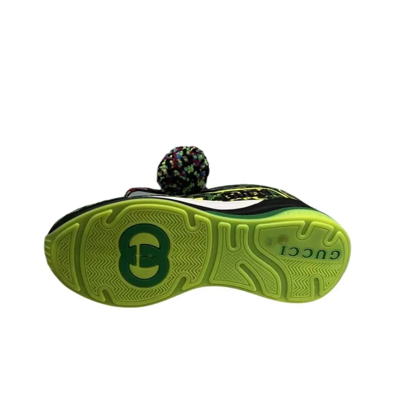 GUCCI Cushioning Abrasion Resistant Breathable Low Top Casual Shoes Men's Green Leopard Print-4