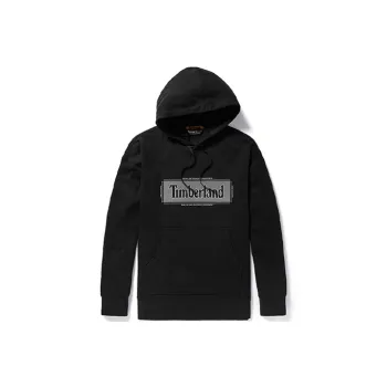 Timberland Letter Logo Print Hooded Pullover Sweatshirt Black