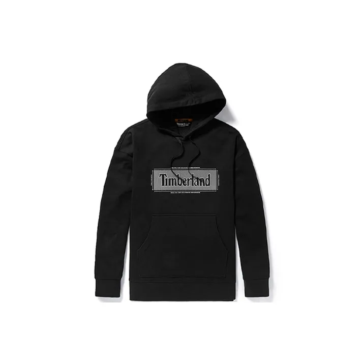 Timberland Letter Logo Print Hooded Pullover Sweatshirt Black-0